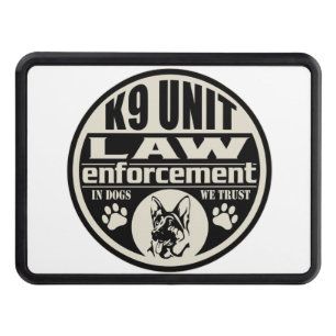 K9 Unit In Dogs We Trust (Black) Trailer Hitch Cover