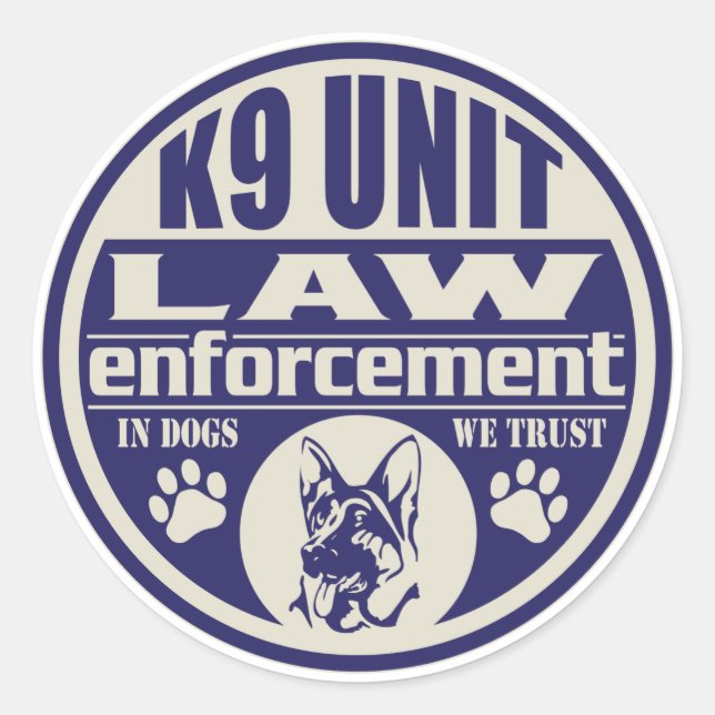 K9 Unit In Dogs We Trust Blue Classic Round Sticker (Front)