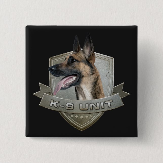 K9 Unit  - Malinois - Belgian shepherd 2 Inch Square Button (Front)