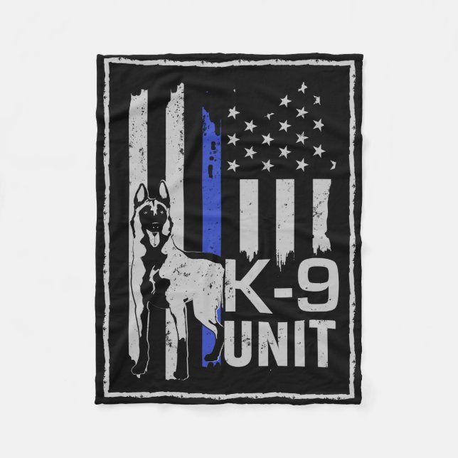 K9 Unit Malinois - Belgian shepherd -Mechelaar Fleece Blanket (Front)