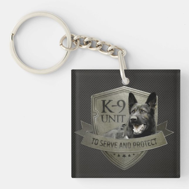 K-9 Unit GSD -Working German Shepherd Dog Keychain (Front)