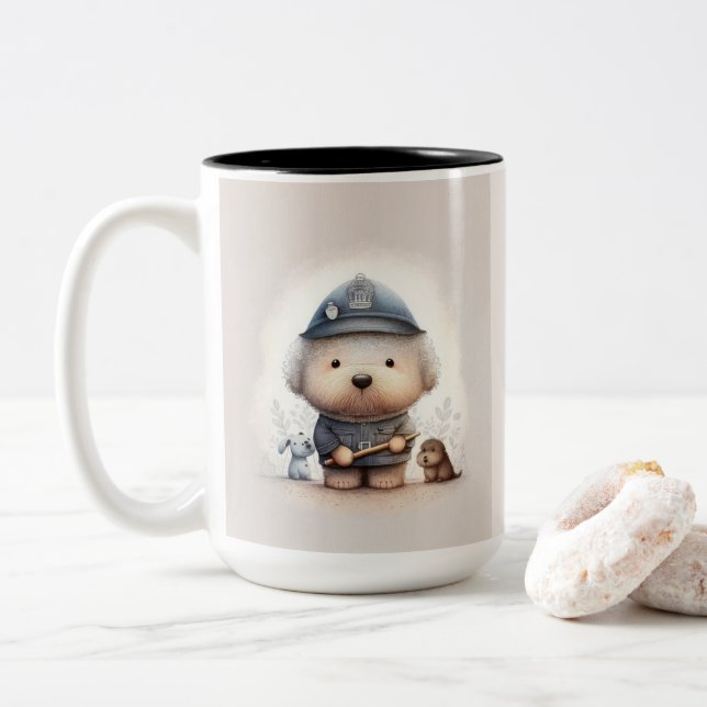 K-9 unit on the beat..scent-sational crime officer Two-Tone coffee mug (With Donut)