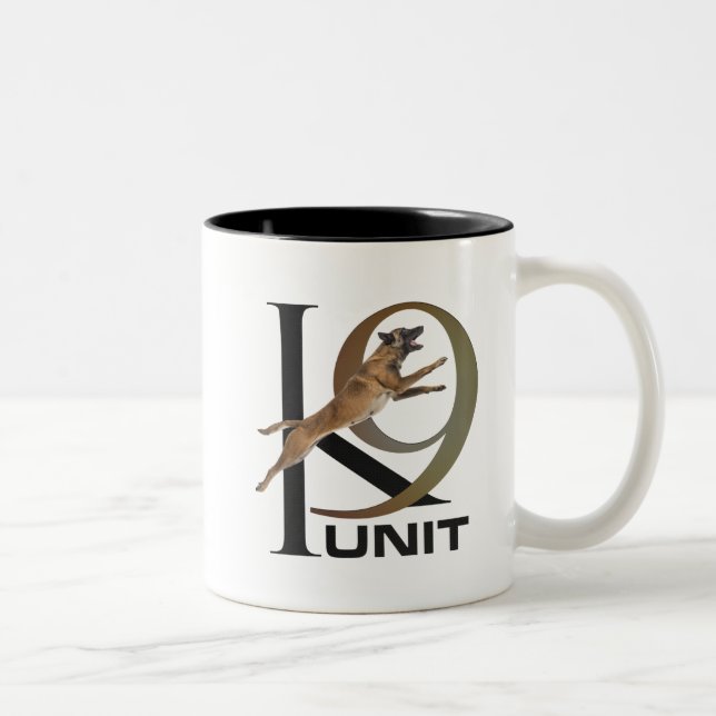 K-9 Unit  -Police Dog Unit- Malinois Two-Tone Coffee Mug (Right)