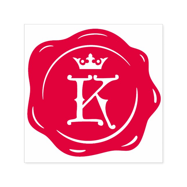 K - Antique Wax Seal Gothic Crown Initial Letter Self-inking Stamp (Design)