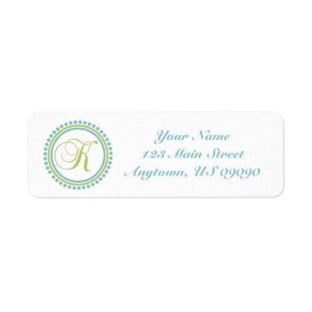 K Dot Circle Mongram Address Label (Chartreuse) (Front)