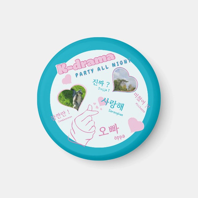 K drama 2 Photos Collage korean typography custom Magnet (Front)