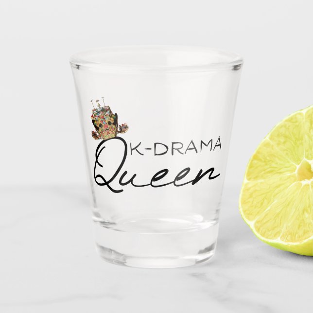 K-Drama Queen with Korean Crown SOJU Shot Glass (Front)