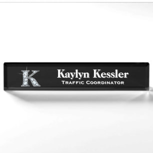 K Faux Diamond Desk Nameplate