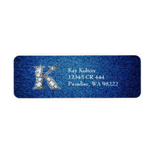 K Faux Diamond sur étiquette d'adresse de retour D
