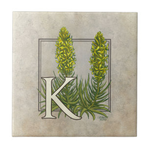 K for King's Spear Floral Monogram Art  Tile