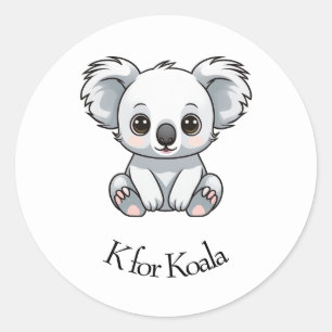 K for Koala Classic Round Sticker