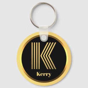 K Gold Monogrammed Letter Personalised Keychain