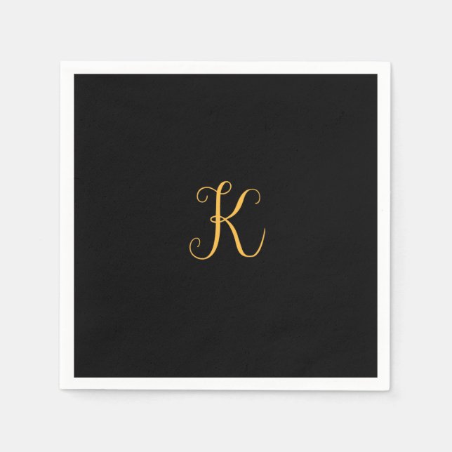 K gold on black monogram napkin (Front)