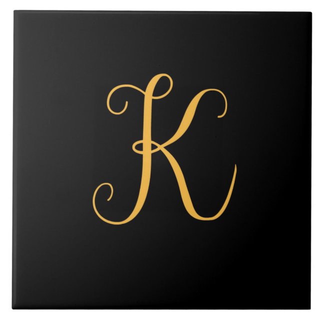 K gold on black monogram tile (Front)