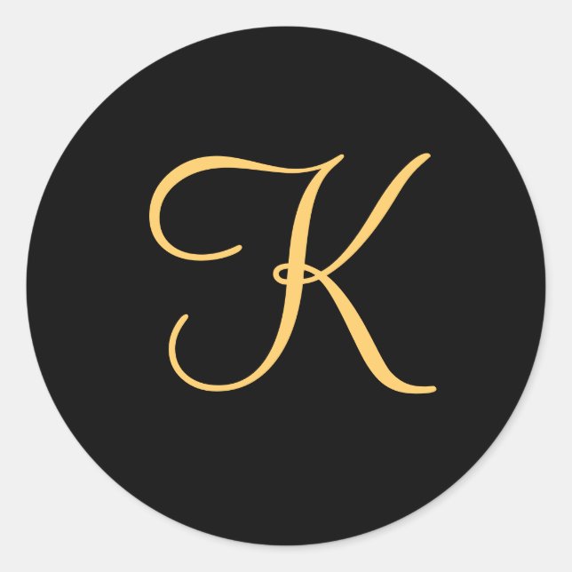 K initial de couleur or sur autocollant monogramme (Devant)