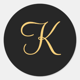 K initial de couleur or sur autocollant monogramme
