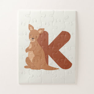 K is for Kangaroo – Cute Animal Alphabet Poster Jigsaw Puzzle