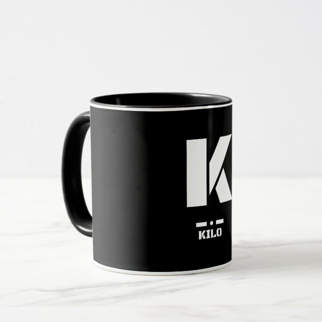 K(Kilo) NATO Phonetic Alphabet & Morse Code Mug (Front Left)