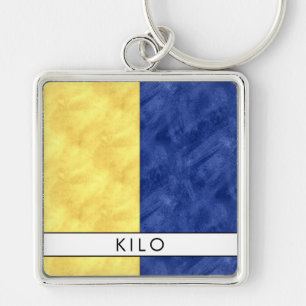 K Kilo Nautical Signal Flag + Your Name Keychain