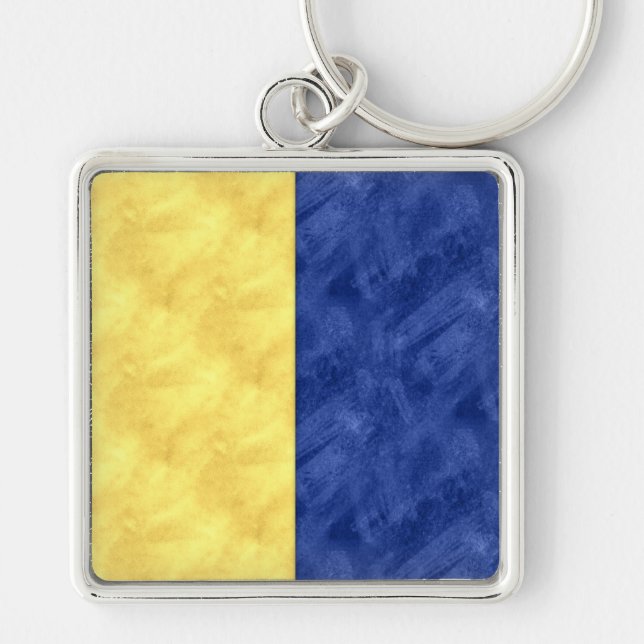 K Kilo Watercolor Nautical Signal Maritime Flag Keychain (Front)