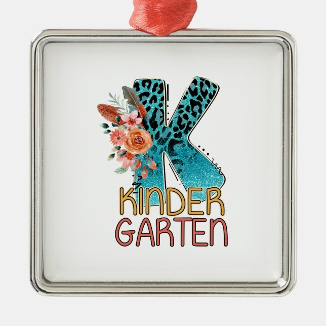 K Kinder Garten Teacher Metal Ornament (Front)