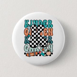 K Kindergarten Teacher Chequered Back To School Ki 2 Inch Round Button