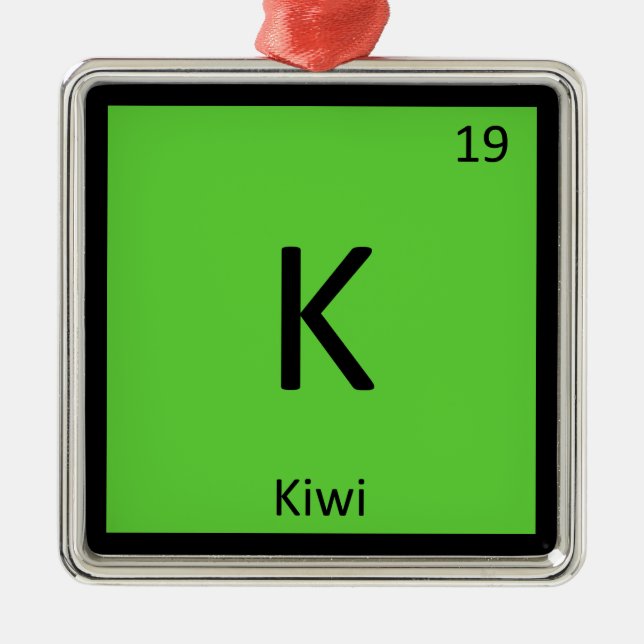 K - Kiwi Fruit Chemistry Periodic Table Symbol Metal Ornament (Front)