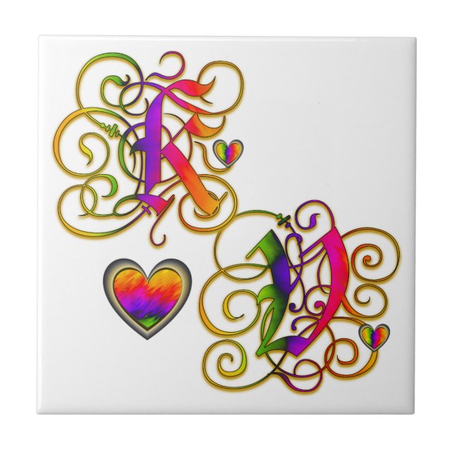 K Loves V Artisan Monogram Tile (Front)