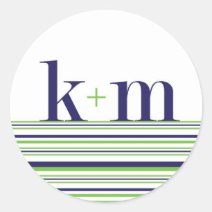k+m monogramme et autocollant rayé
