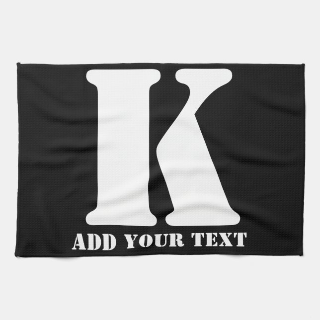 K  Monogram Classic Trendy Custom Wedding Templa Kitchen Towel (Horizontal)