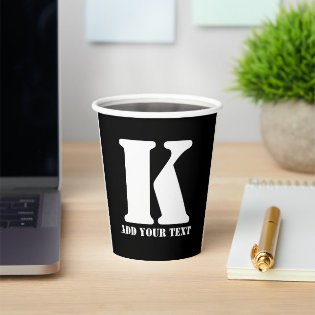 K  Monogram Classic Trendy Custom Wedding Templa Paper Cups (Insitu)