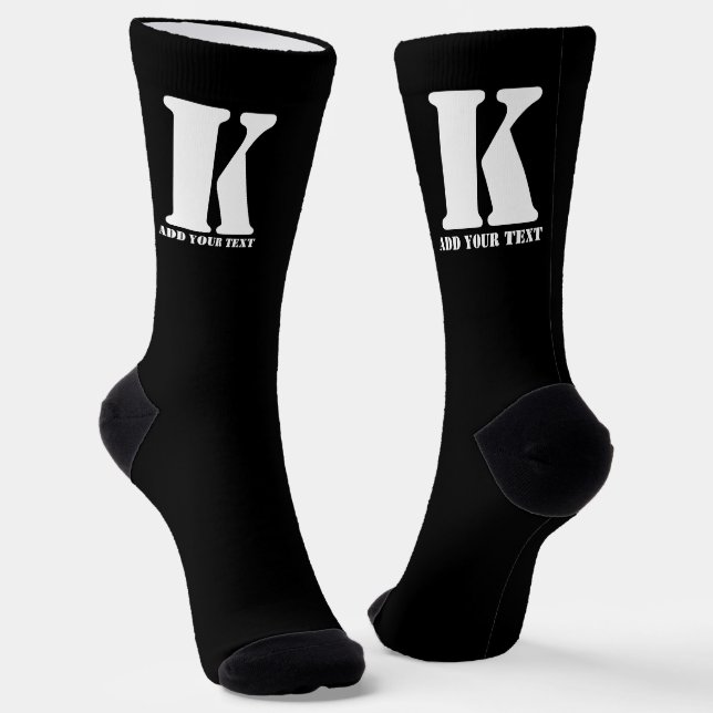 K  Monogram Classic Trendy Custom Wedding Templa Socks (Angled)