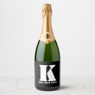 K Monogram Classic Trendy Custom Wedding Templa Sparkling Wine Label
