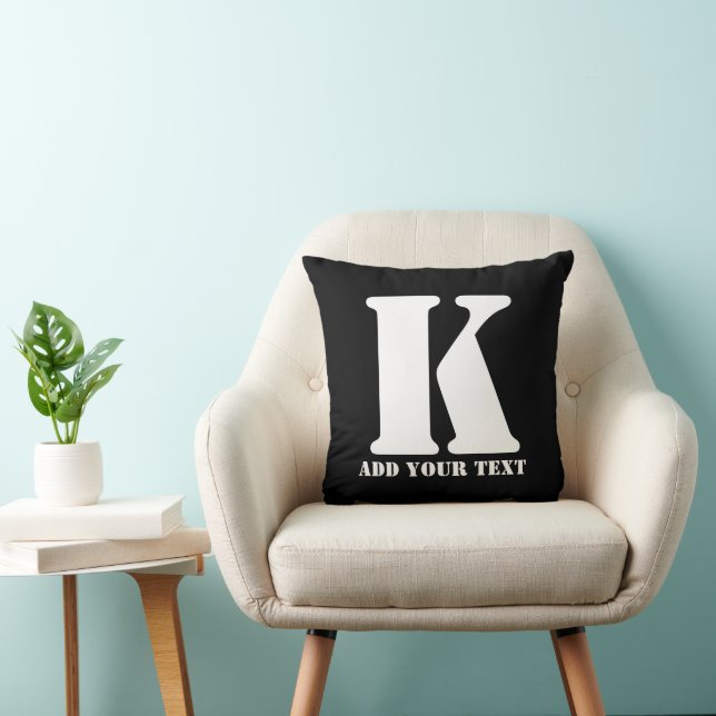 K  Monogram Classic Trendy Custom Wedding Templa Throw Pillow (Chair)