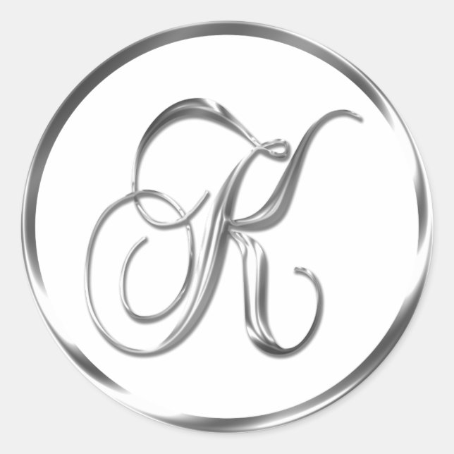 K Monogram Faux Silver Envelope Or Favour Seal (Front)