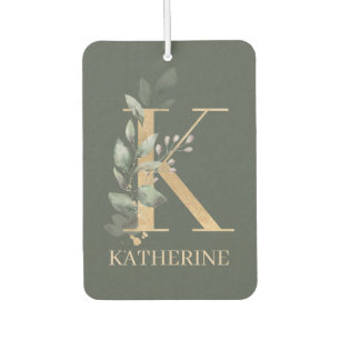 K Monogram Floral Personalized Air Freshener