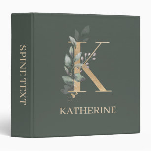 K Monogram Floral Personalized Binder