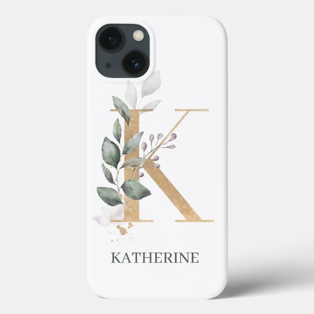 K Monogram Floral Personalized Case-Mate iPhone Case (Back)