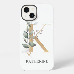 K Monogram Floral Personalized iPhone 13 Case