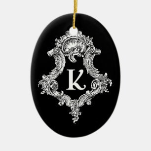 K Monogram Initial Ceramic Ornament