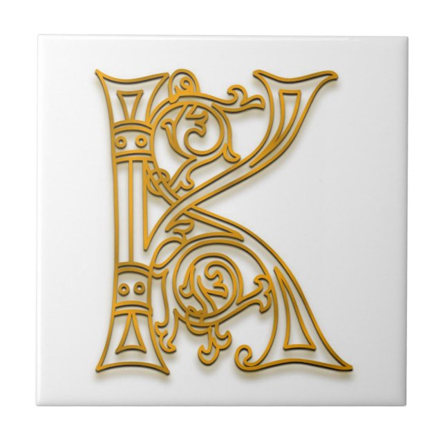 K Monogram "Irish Gold" Ceramic Tile (Front)