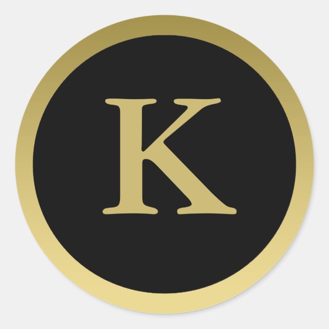 K :: Monogram K Elegant Gold and Black Stickers (Front)