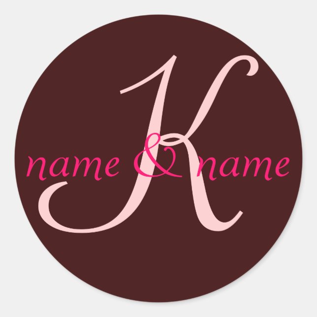 "K" monogram label - personalize first names (Front)