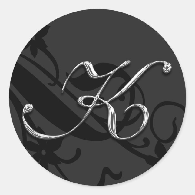 K Monogram Letter Wedding Envelope Seal Sticker (Front)