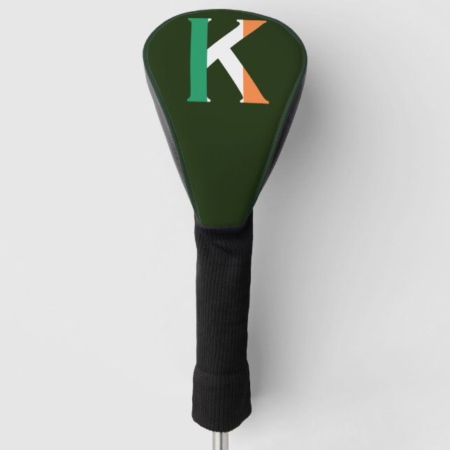 K Monogram overlaid on Irish Flag dccnt Golf Head Cover (Front)