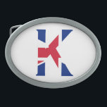 K Monogram overlaid on Union Jack Flag bbcnt Belt Buckle<br><div class="desc">K Monogram overlaid on Union Jack Flag Belt Buckle

Design © Trinkets and Things 2017 - AHP Design. All Rights Reserved.

030417</div>