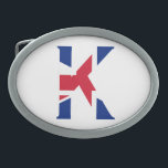 K Monogram overlaid on Union Jack Flag bbcnt Belt Buckle<br><div class="desc">K Monogram overlaid on Union Jack Flag Belt Buckle

Design © Trinkets and Things 2017 - AHP Design. All Rights Reserved.

030417</div>