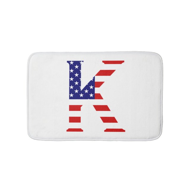 K Monogram overlaid on USA Flag bmcnt Bath Mat (Front)