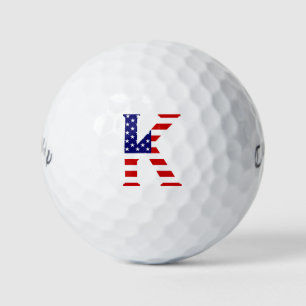 K Monogram overlaid on USA Flag cwb gbcnt Golf Balls