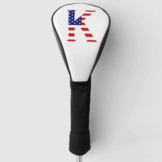 K Monogram overlaid on USA Flag dccnt Golf Head Cover (Front)